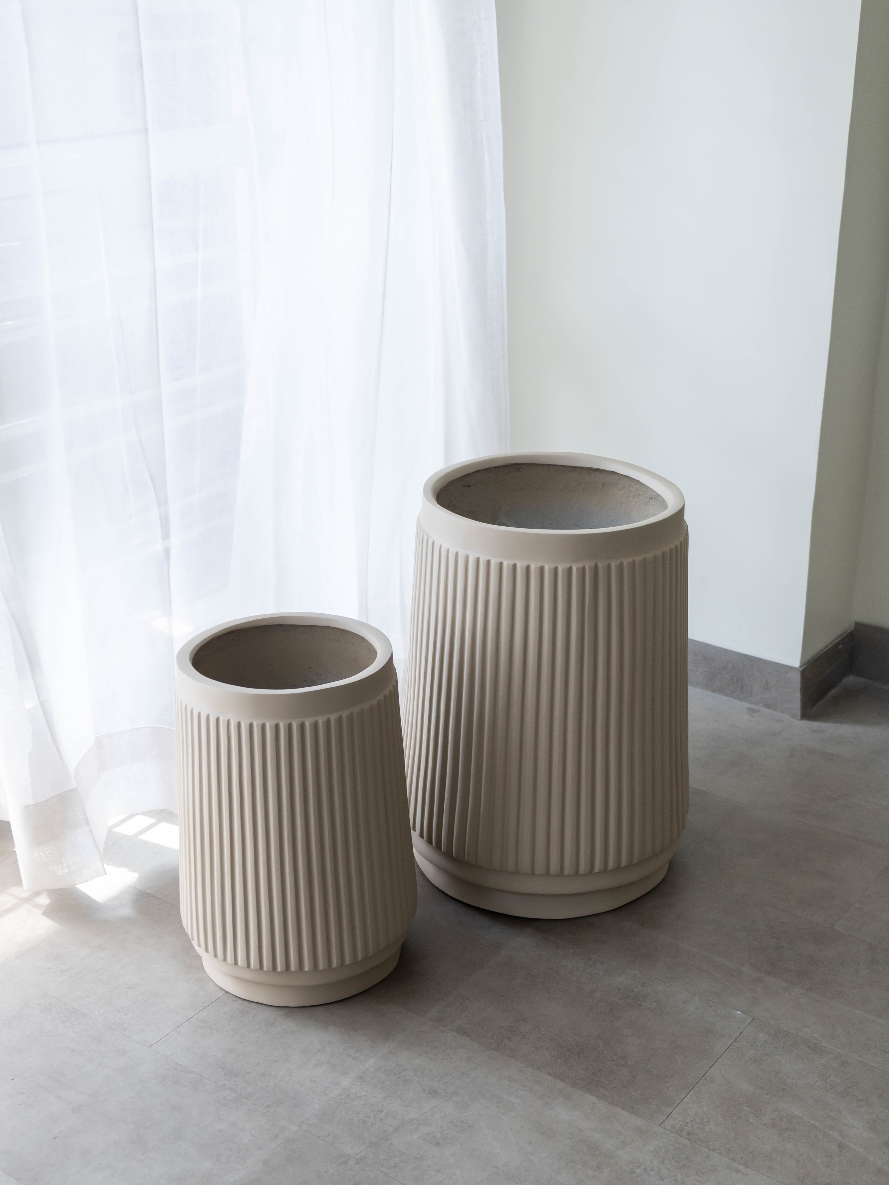 Linear Fluted Planter – Beige