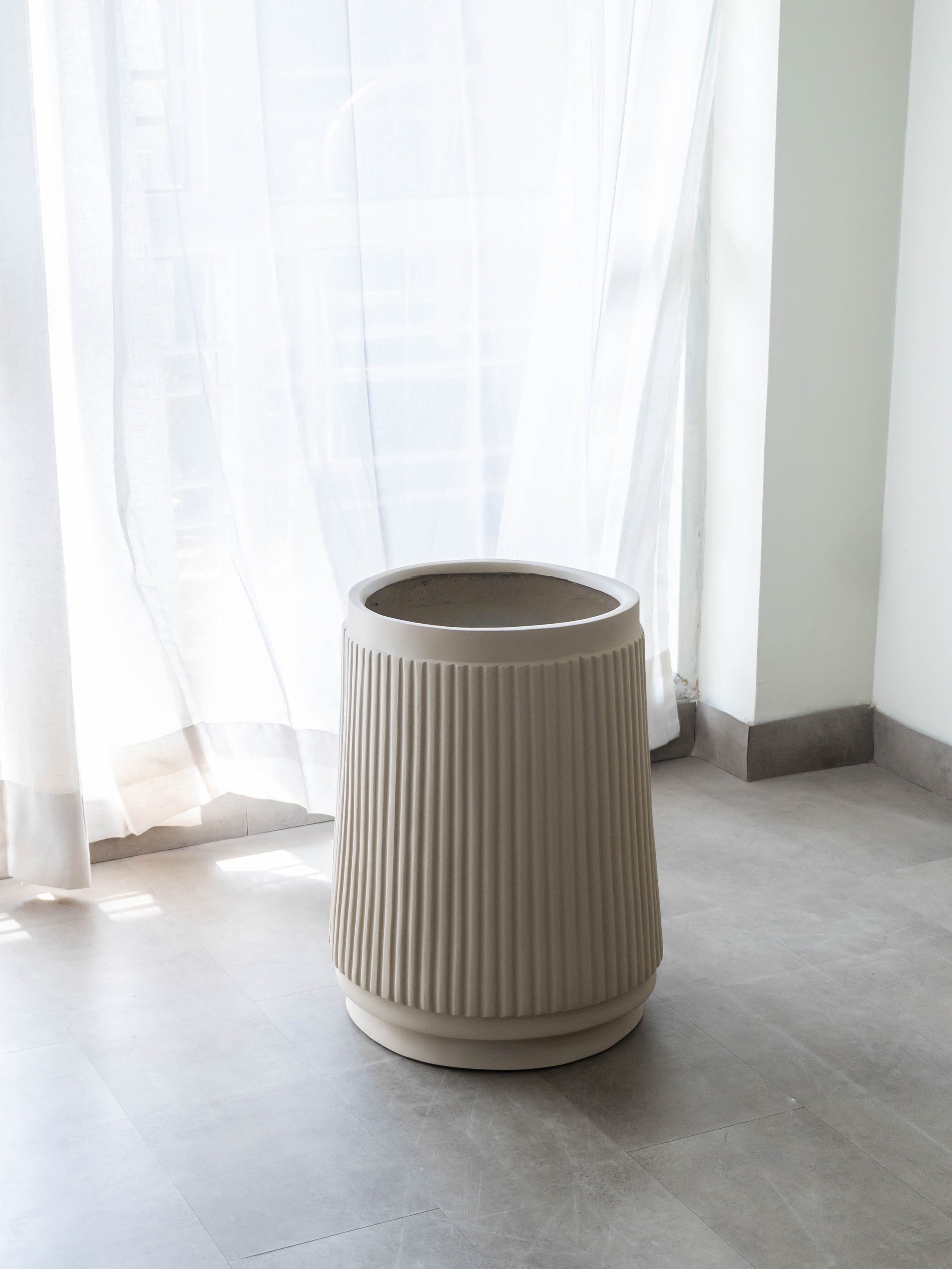 Linear Fluted Planter – Beige