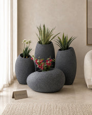 Pebble Texture FRP Planters – Grey
