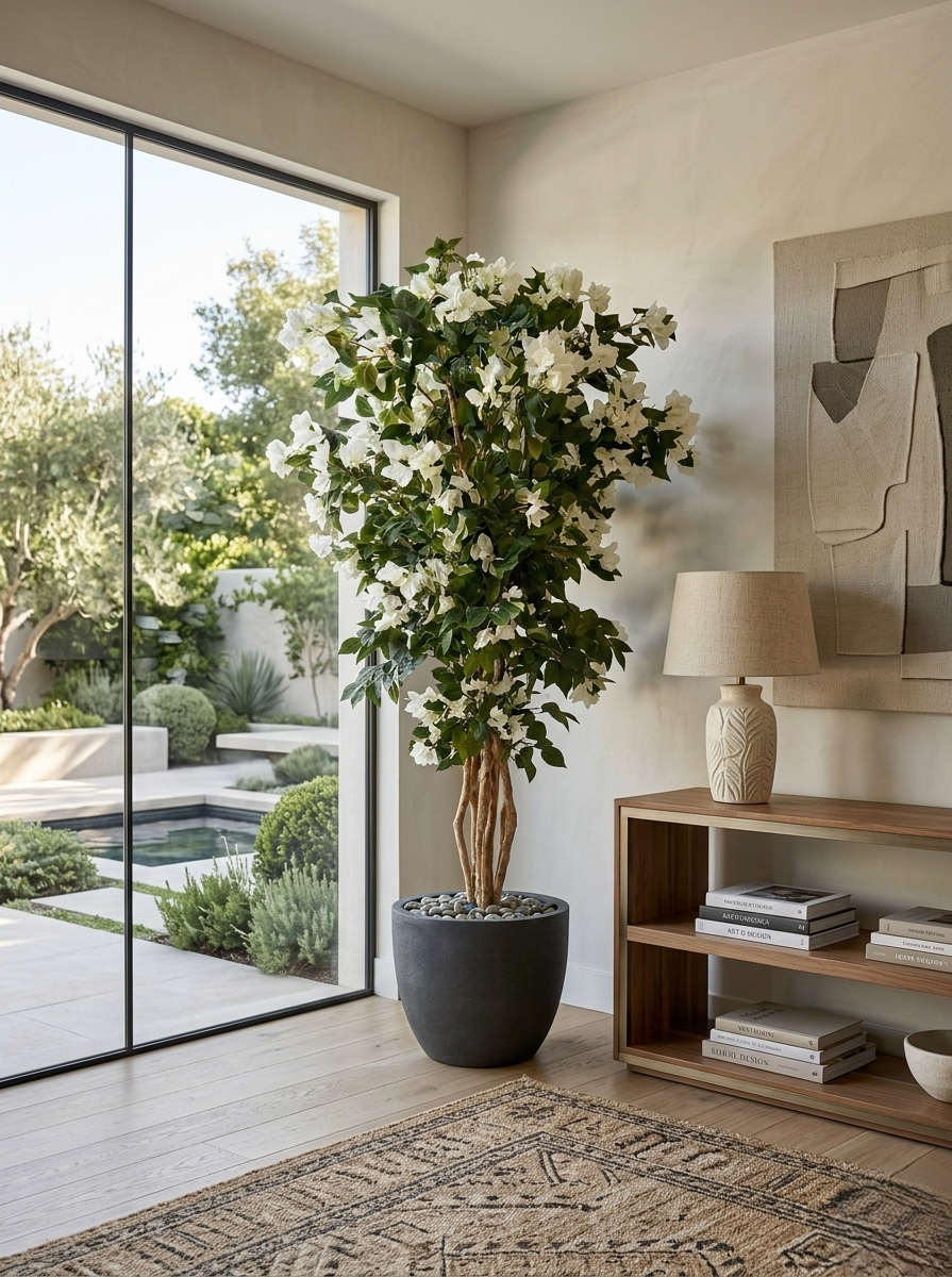 Artificial Lush White Bougainvillea Tree 7ft