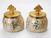 Gold & White Decorative Dry Fruit Jar Set (Set of 2)