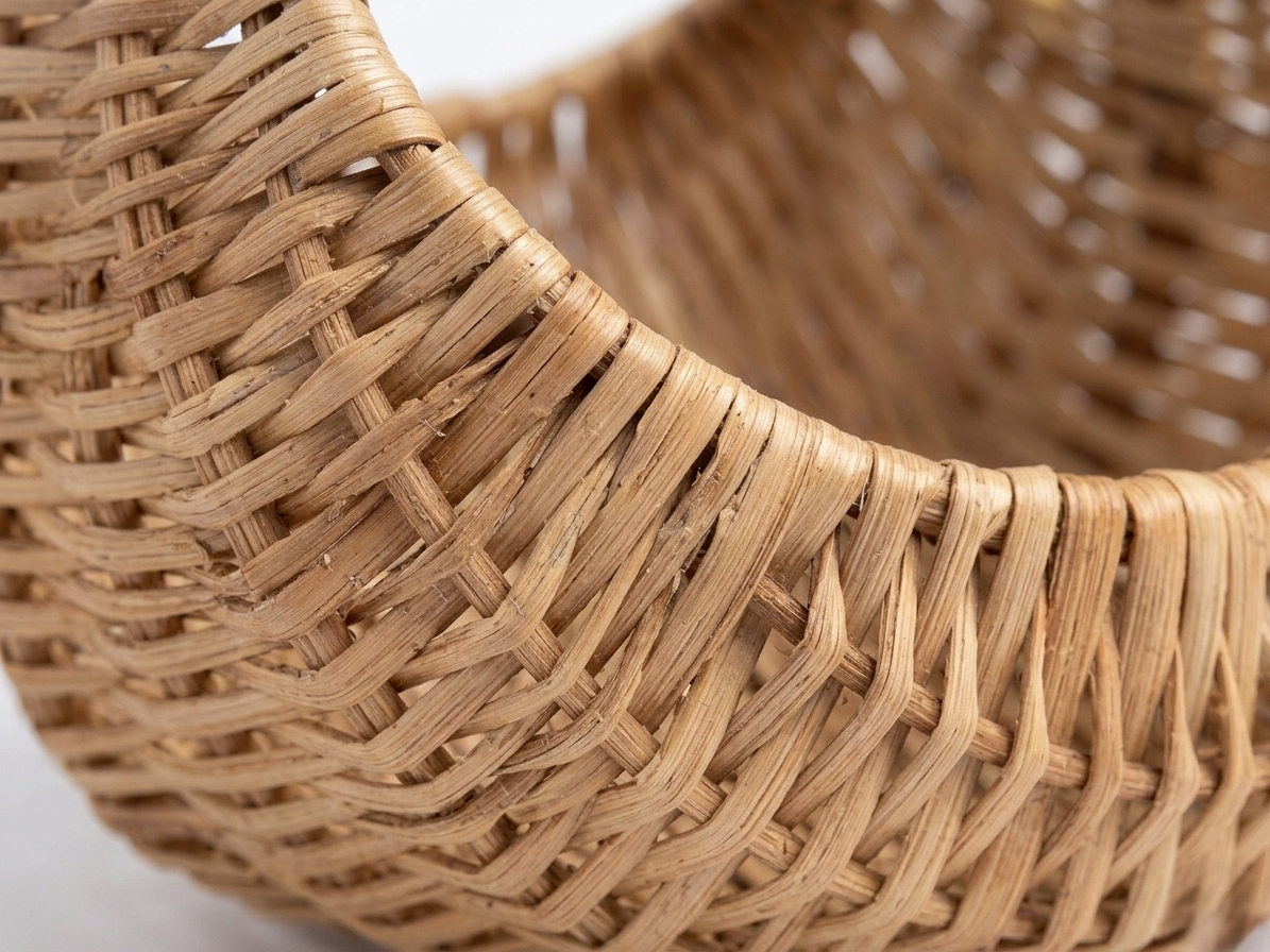 Mini Handwoven Cane Basket with Built-In Handle