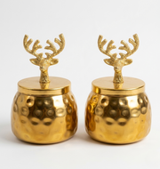 Gold Deer Lid Decorative Jar Set (Set of 2)