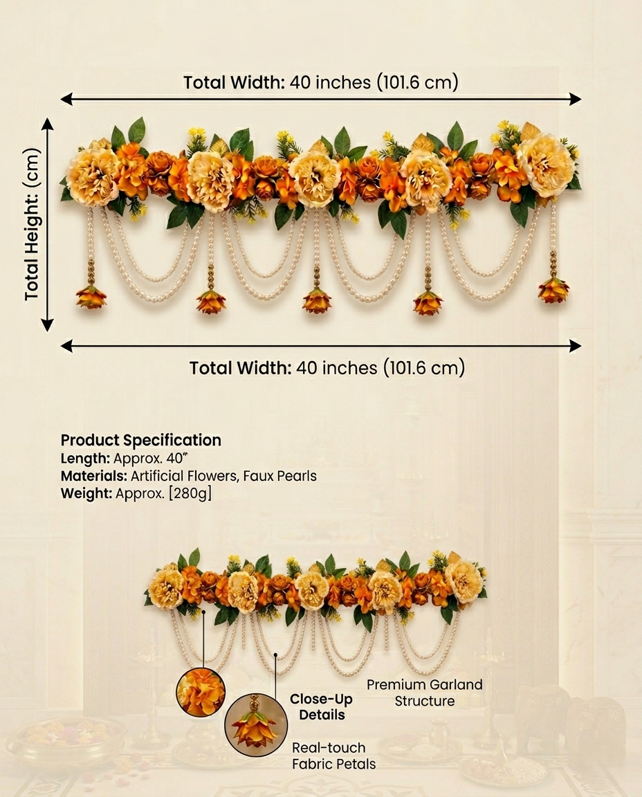Artificial Floral Pearl Hanging Toran