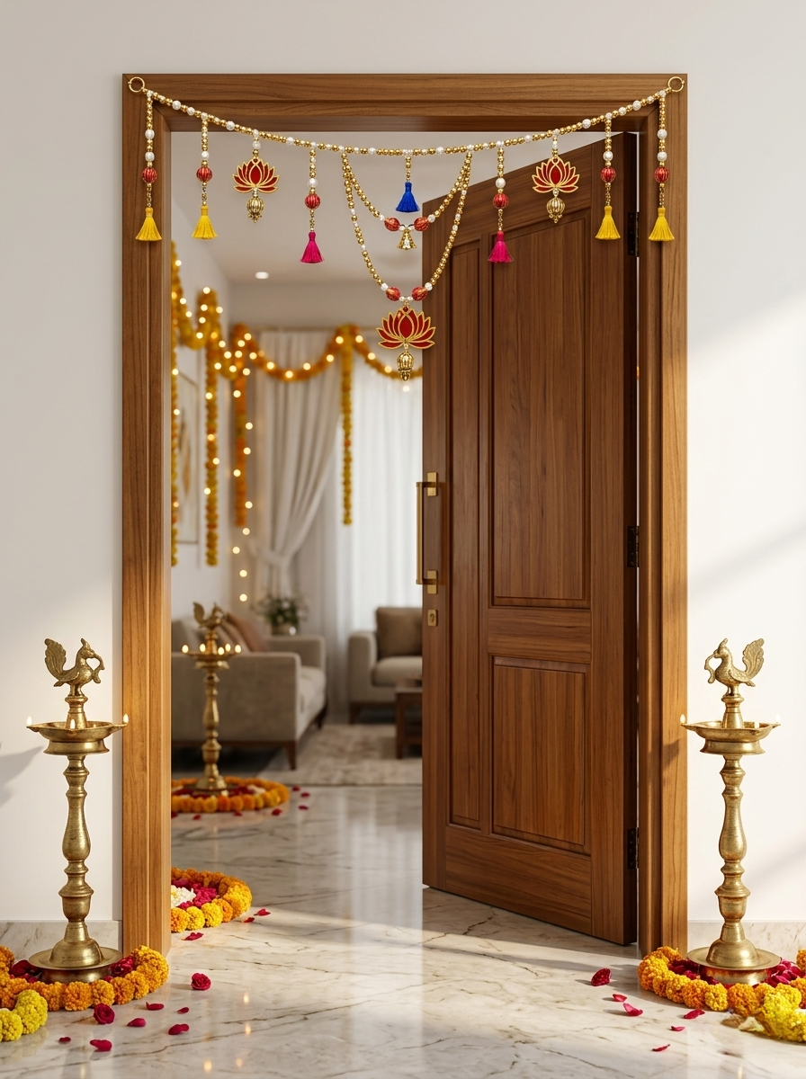 Royal Lotus Beaded Toran Wall Hanging