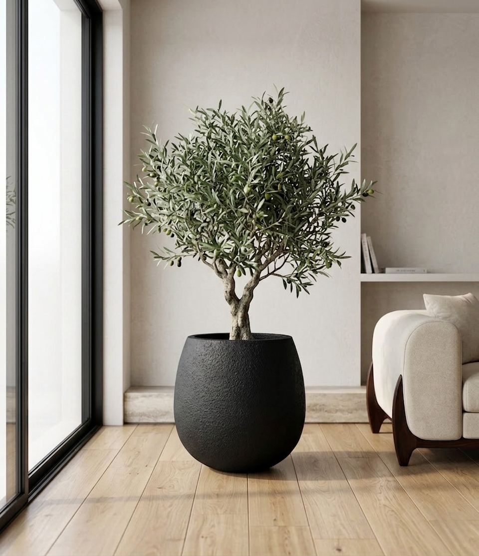 Black Luna Textured Planter