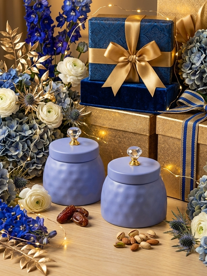 Decorative Storage Jar with Crystal Lid (Set of 2)