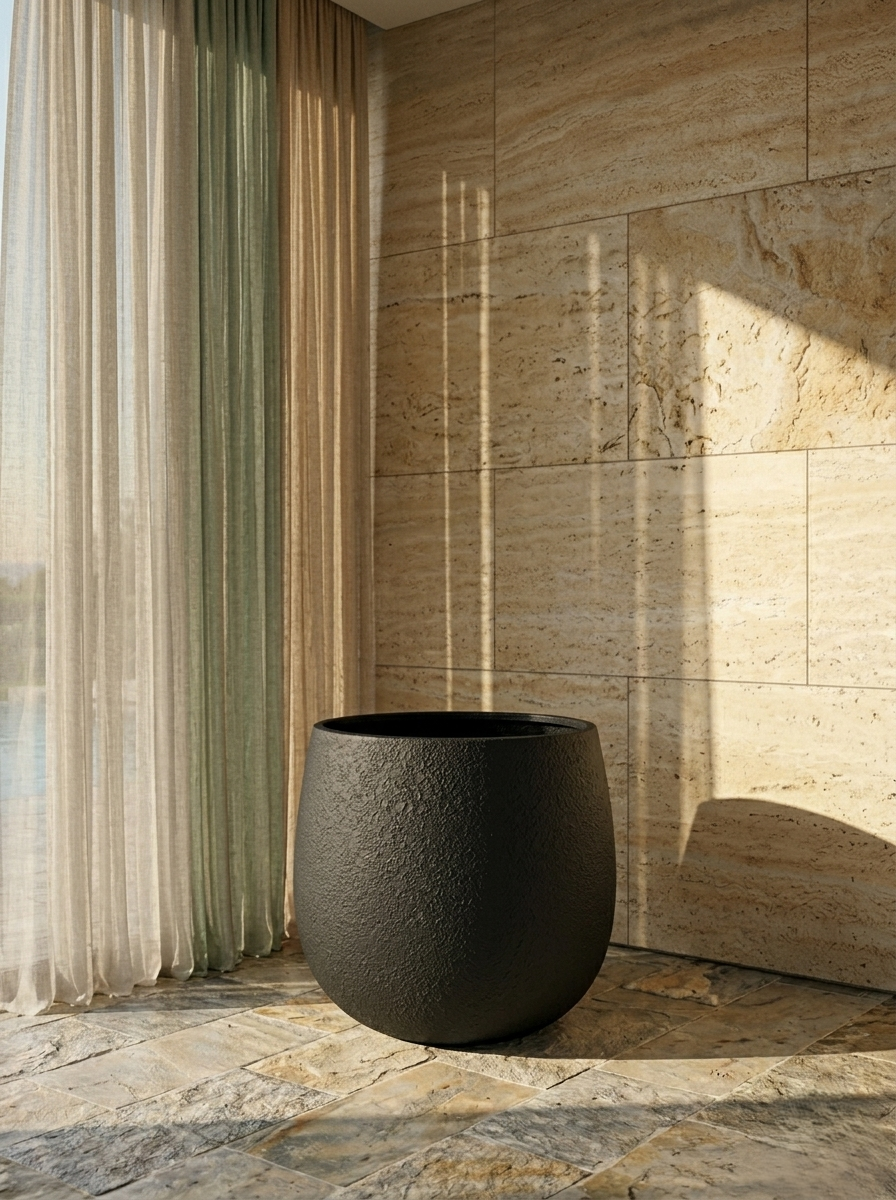 Black Luna Textured Planter