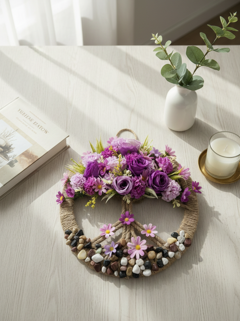 Handmade Round Décor Floral Tree Wall Art 12'' x 12''