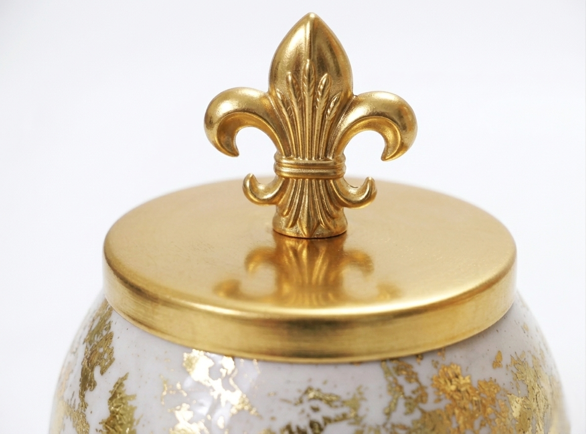 Gold & White Decorative Dry Fruit Jar Set (Set of 2)