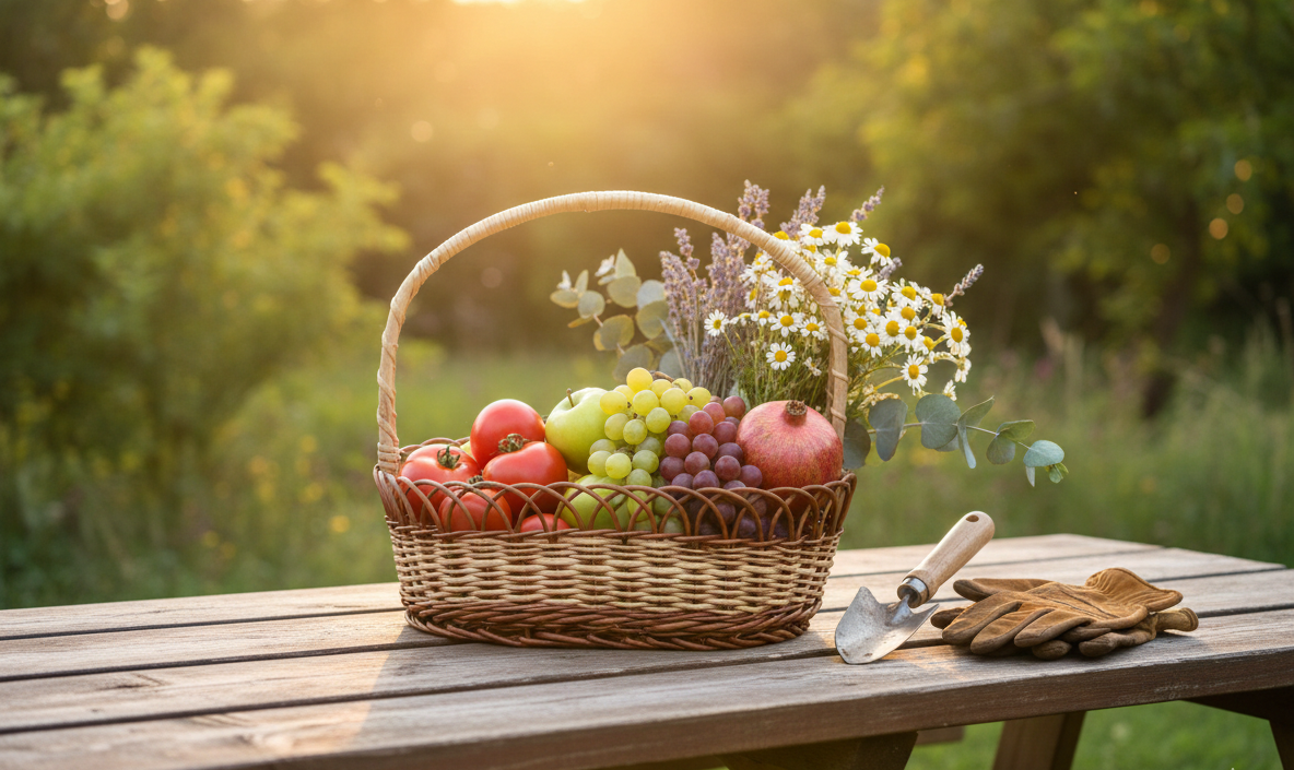Handwoven Cane Basket with Handle
