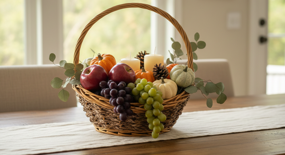 Handwoven Natural Cane Basket with Handle