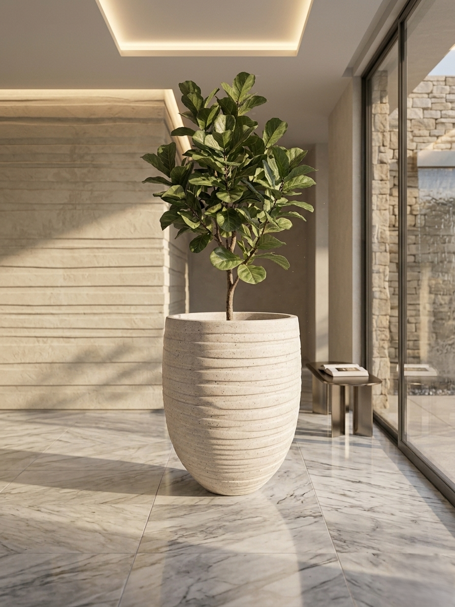 Ivory Wave Textured Planter