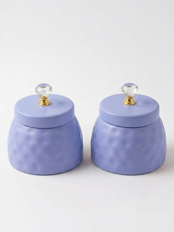 Decorative Storage Jar with Crystal Lid (Set of 2)