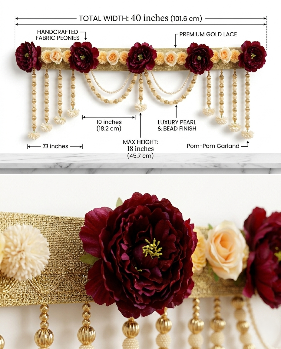 Artificial Floral Toran with Pearl Hanging