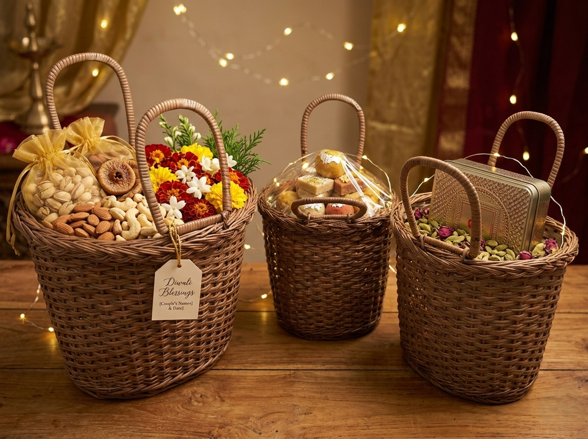 Handwoven Cane Storage Basket with Handle – Set of 3