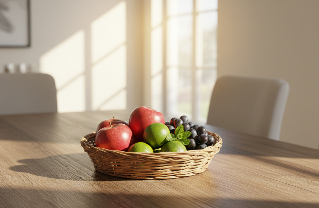 Handwoven Round Cane Tray Basket