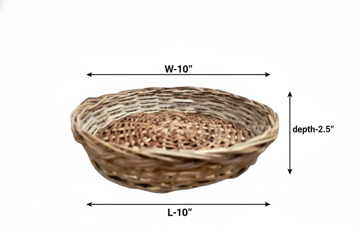 Handwoven Round Cane Tray Basket
