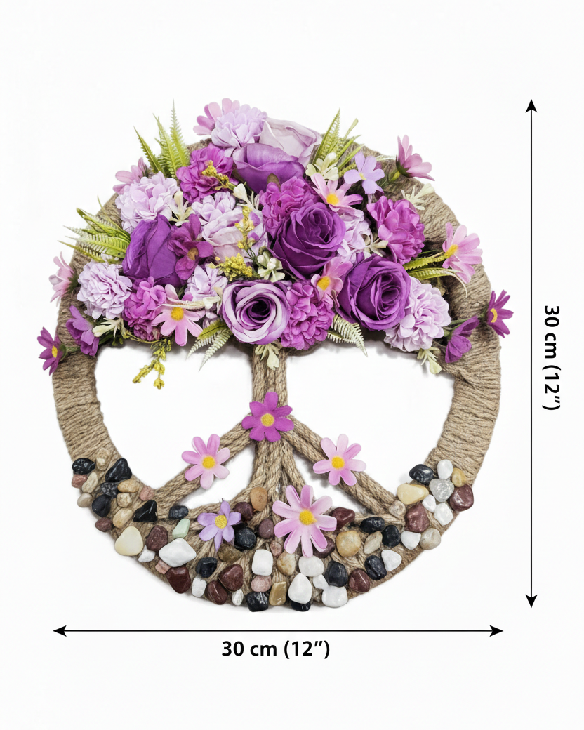 Handmade Round Décor Floral Tree Wall Art 12'' x 12''