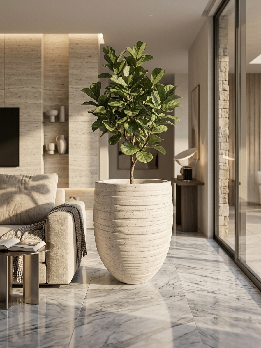 Ivory Wave Textured Planter