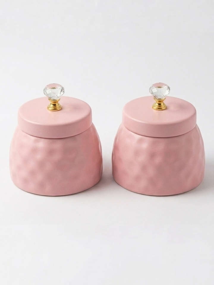 Decorative Storage Jar with Crystal Lid (Set of 2)