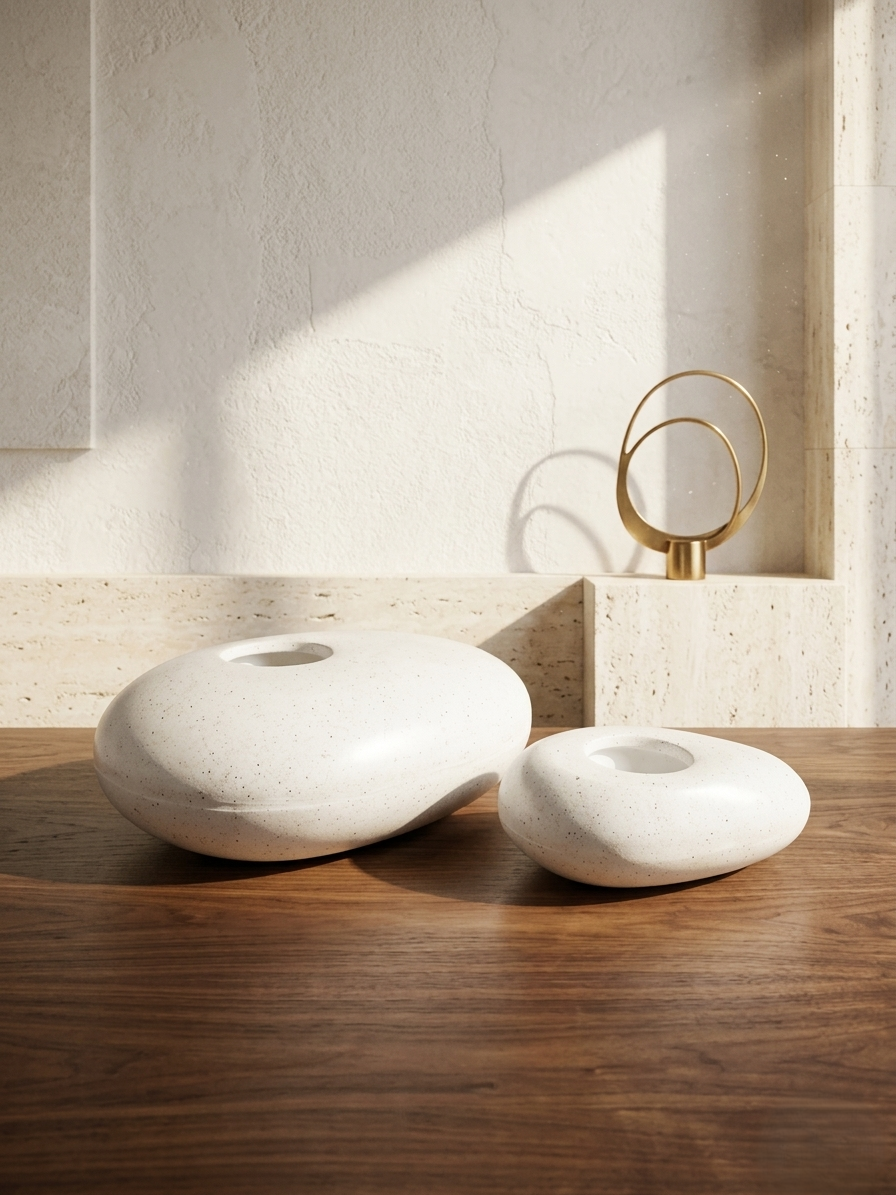 White Pebble Sculptural Planter Set