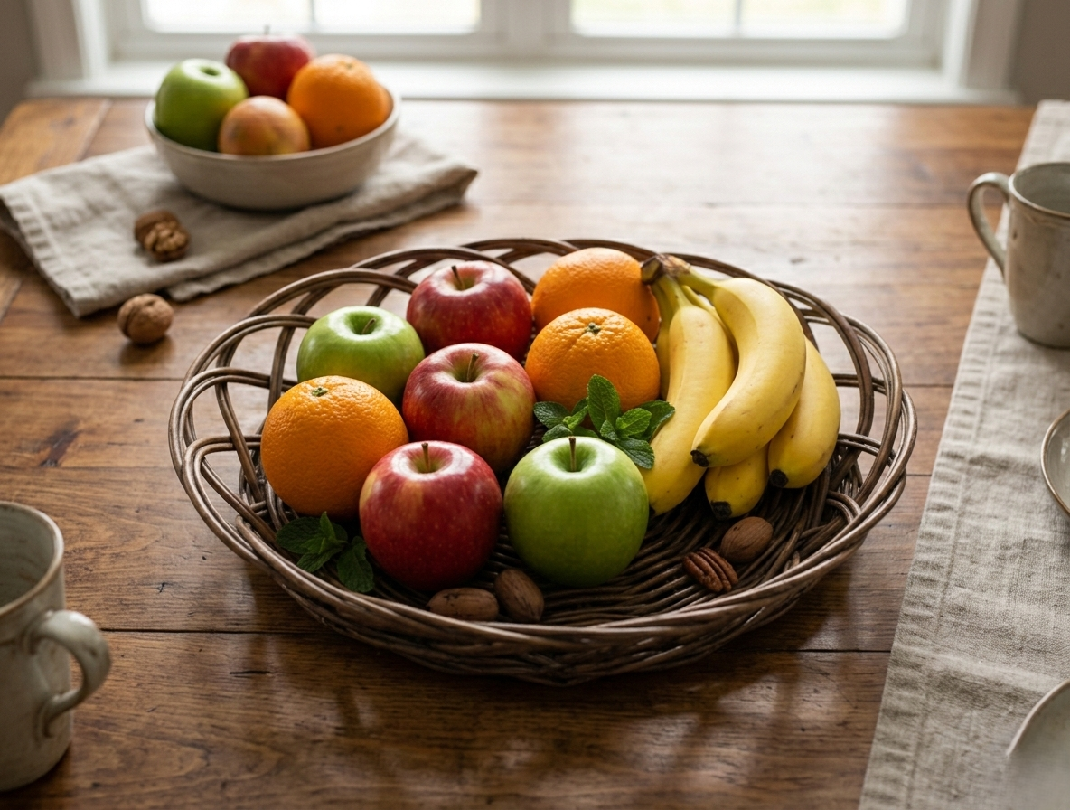 Handwoven Natural Willow Round Decorative Basket