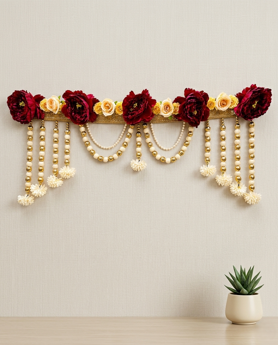 Artificial Floral Toran with Pearl Hanging