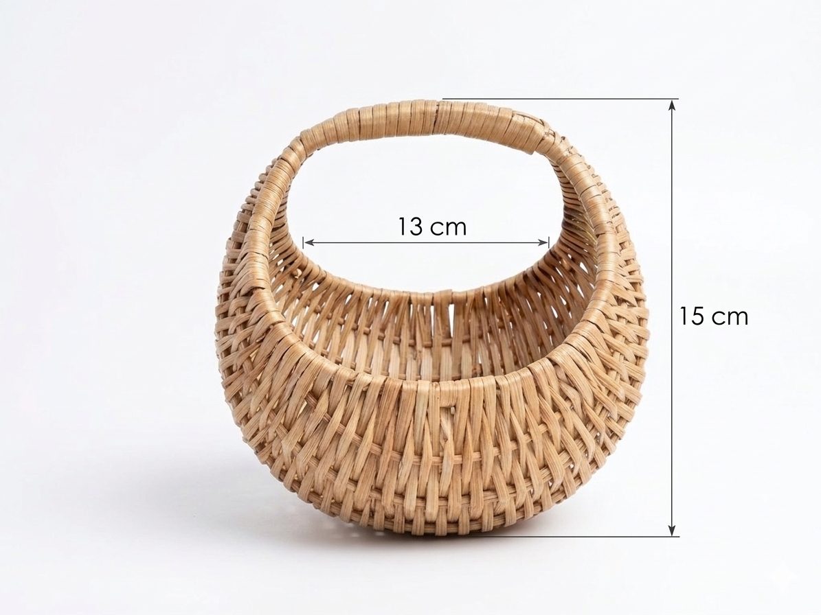Mini Handwoven Cane Basket with Built-In Handle