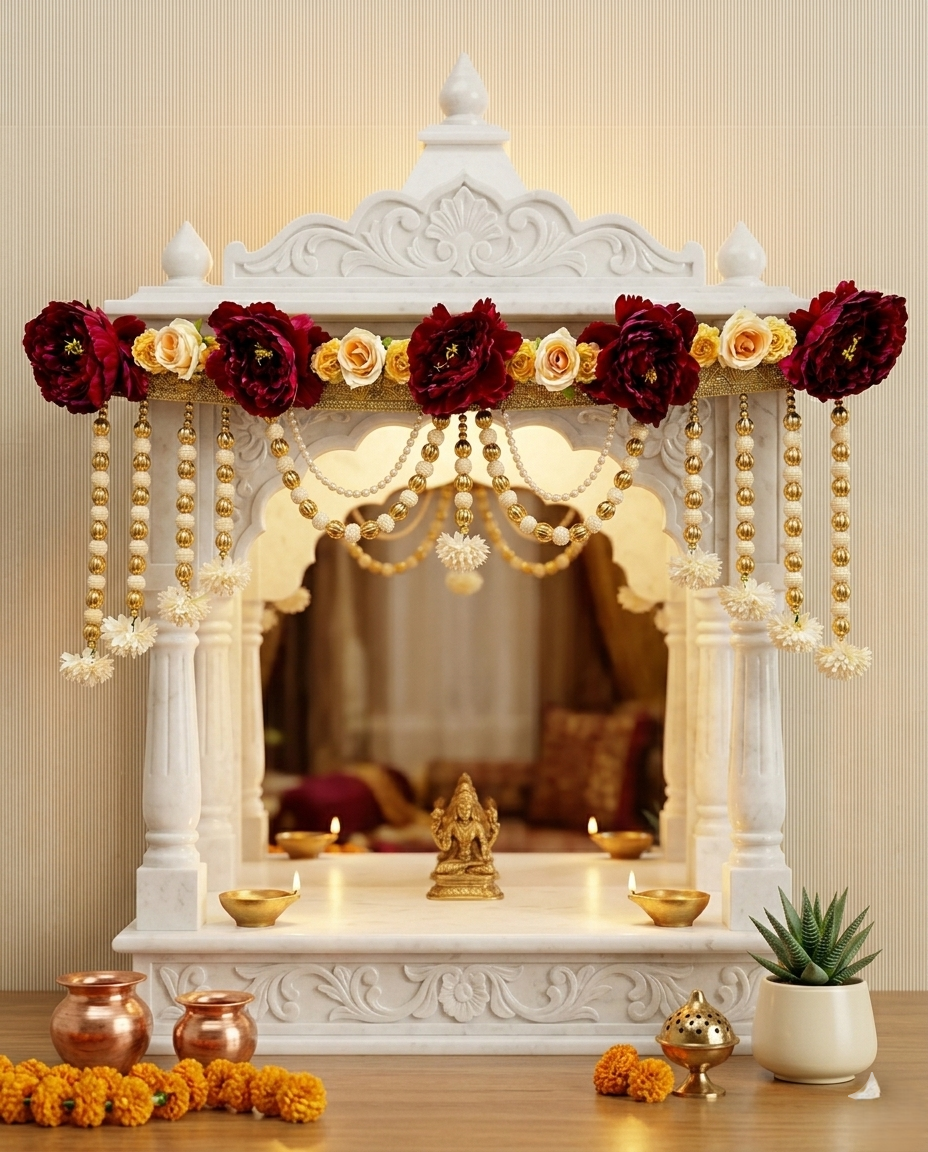 Artificial Floral Toran with Pearl Hanging