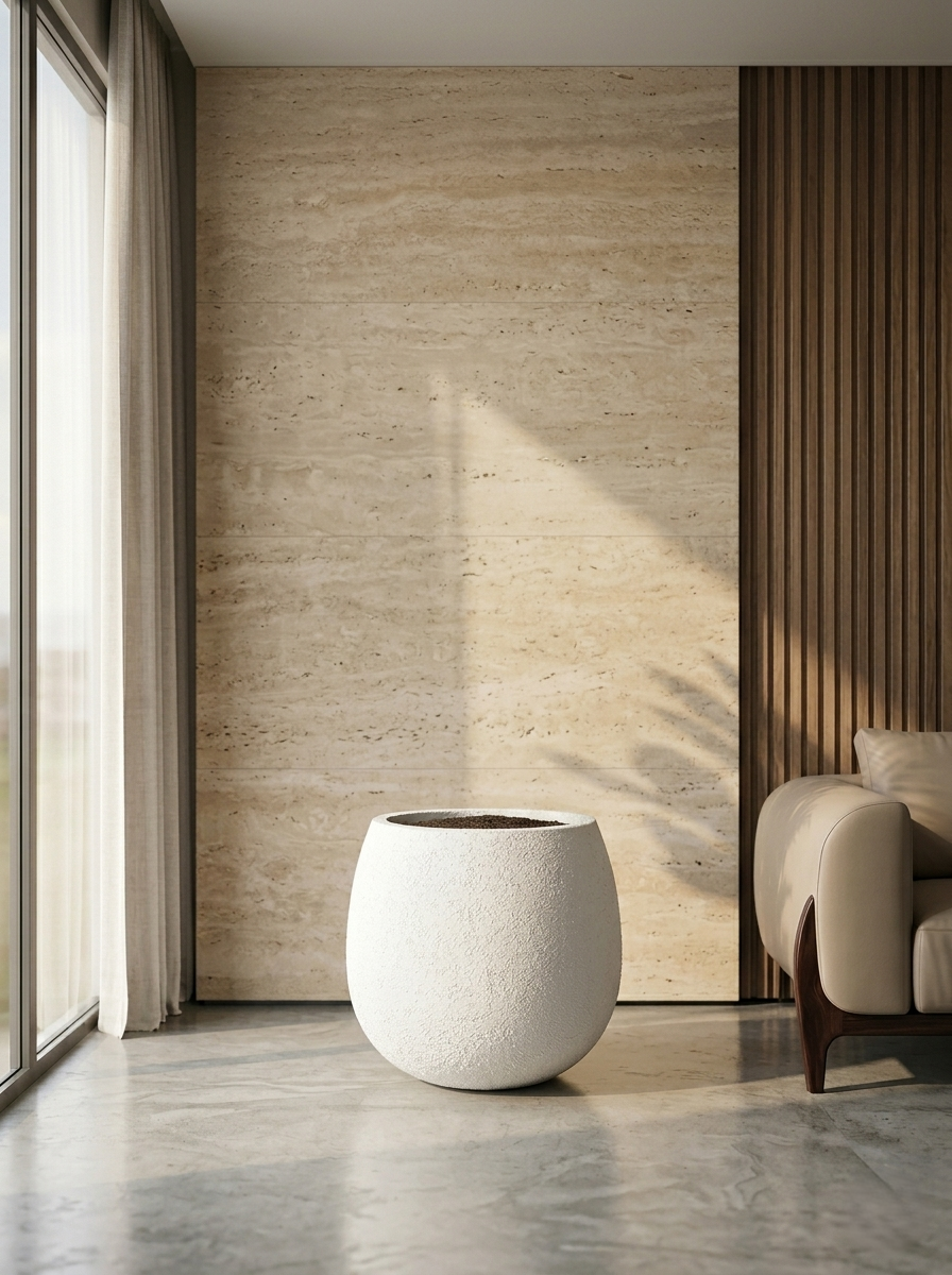 White Luna Textured Planter