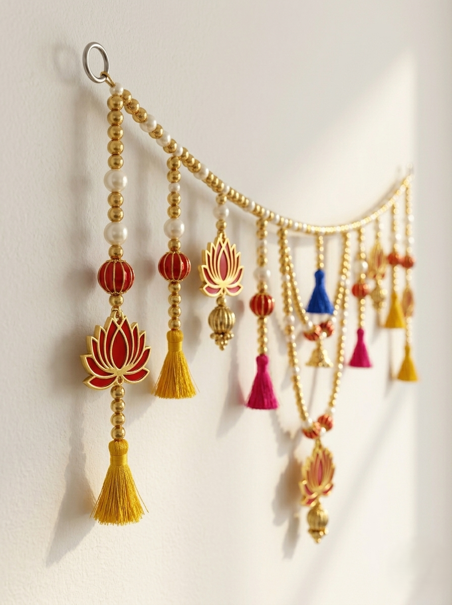Royal Lotus Beaded Toran Wall Hanging