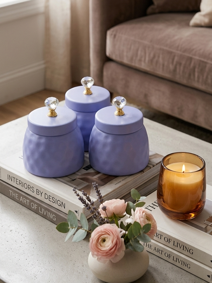 Decorative Storage Jar with Crystal Lid (Set of 2)