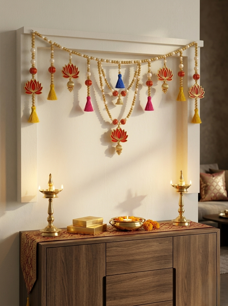 Royal Lotus Beaded Toran Wall Hanging