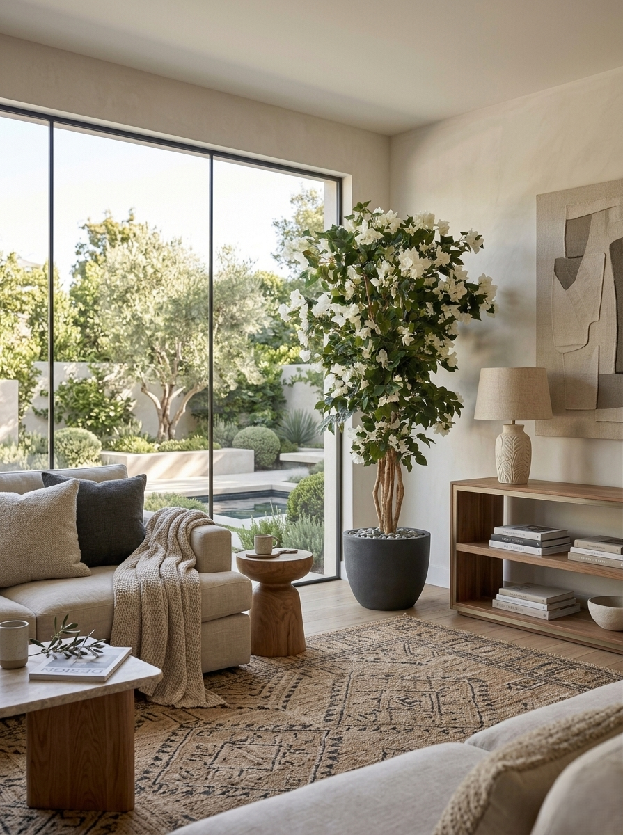 Artificial Lush White Bougainvillea Tree 7ft