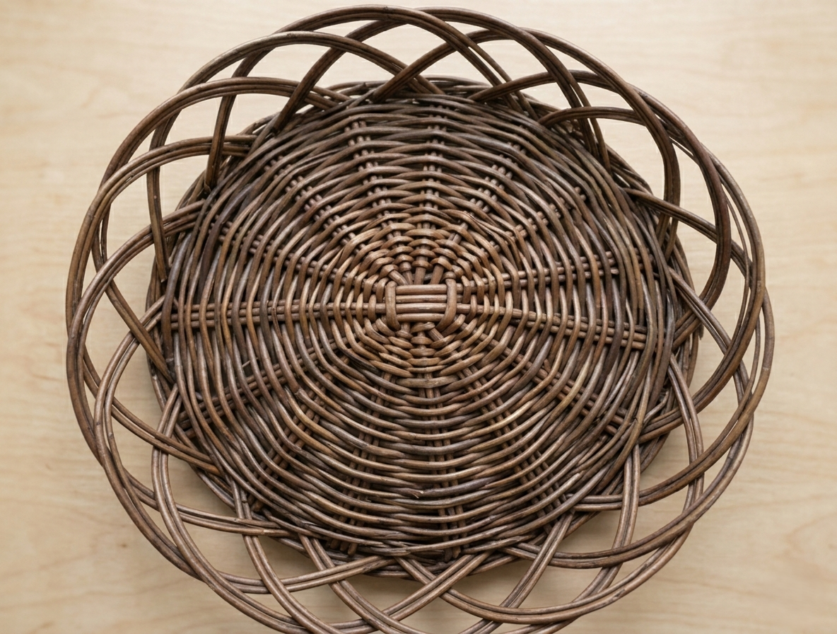 Handwoven Natural Willow Round Decorative Basket