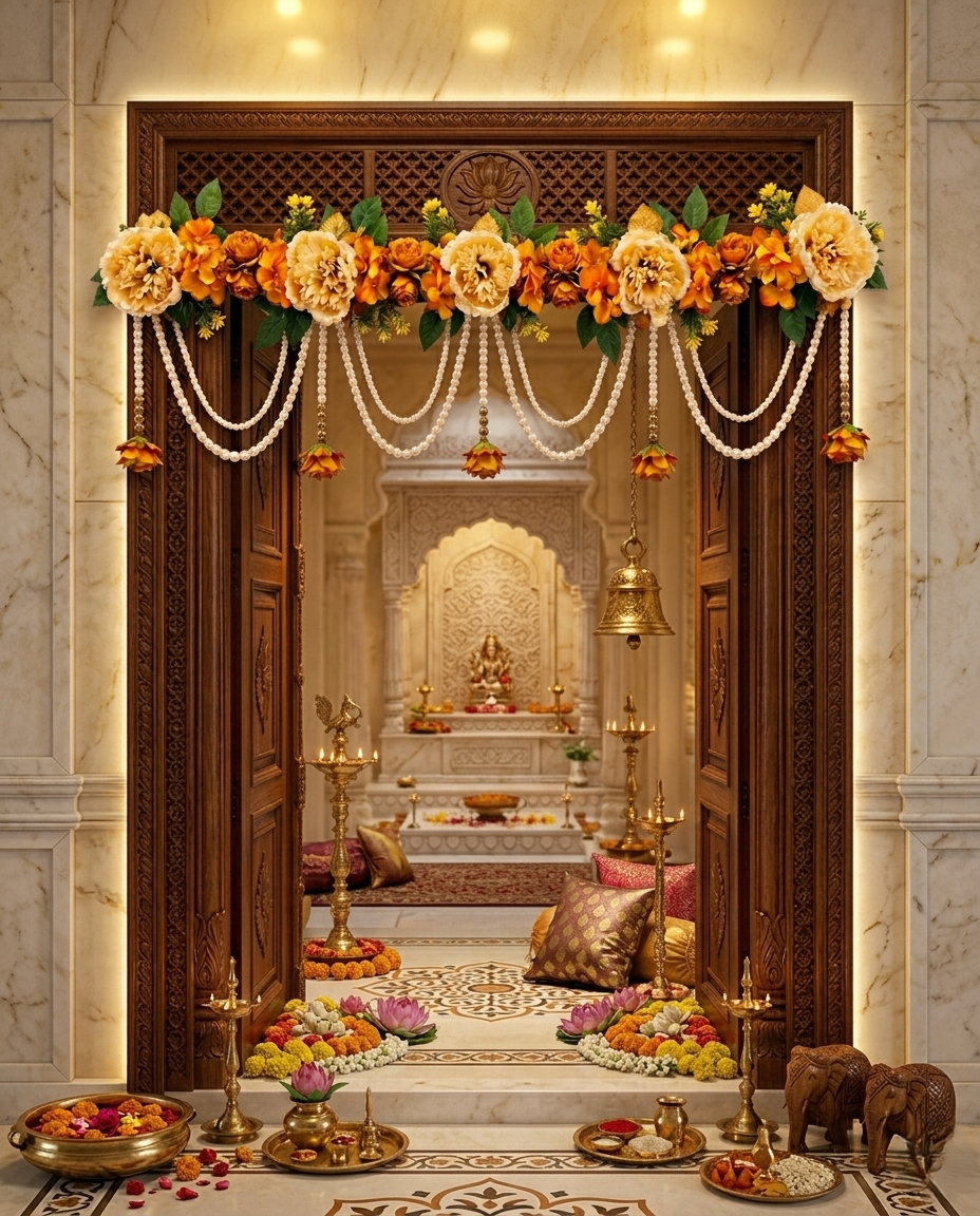 Artificial Floral Pearl Hanging Toran