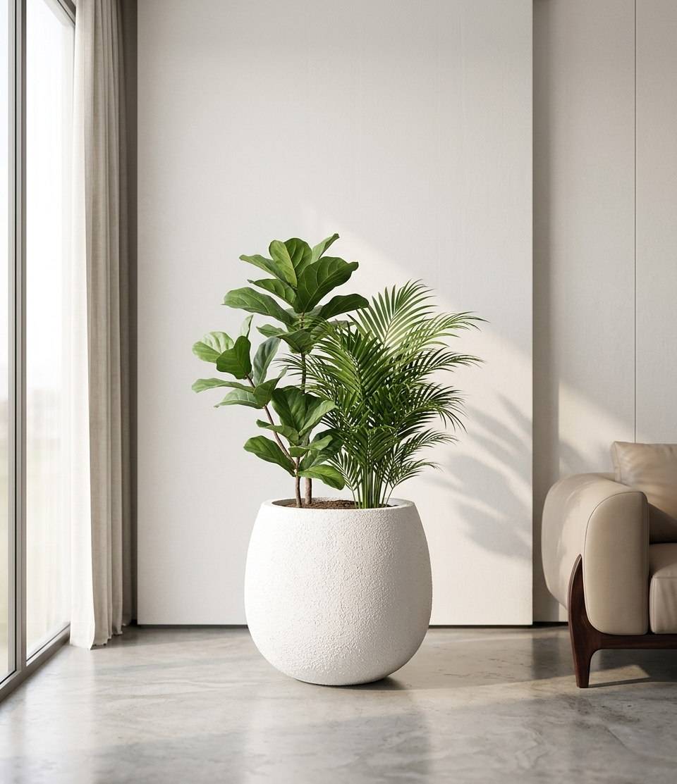 White Luna Textured Planter