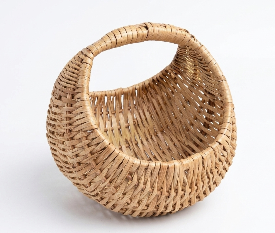 Mini Handwoven Cane Basket with Built-In Handle