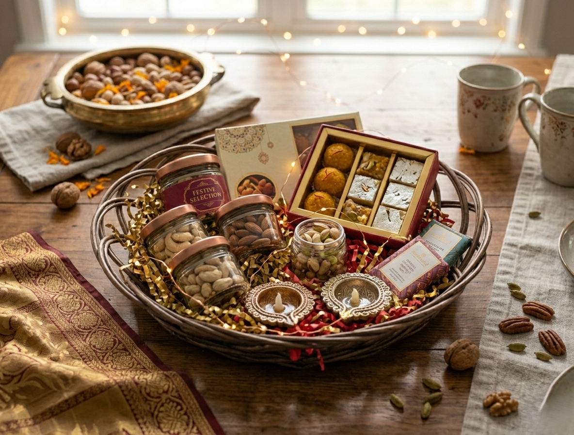 Handwoven Natural Willow Round Decorative Basket