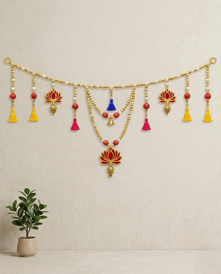 Royal Lotus Beaded Toran Wall Hanging