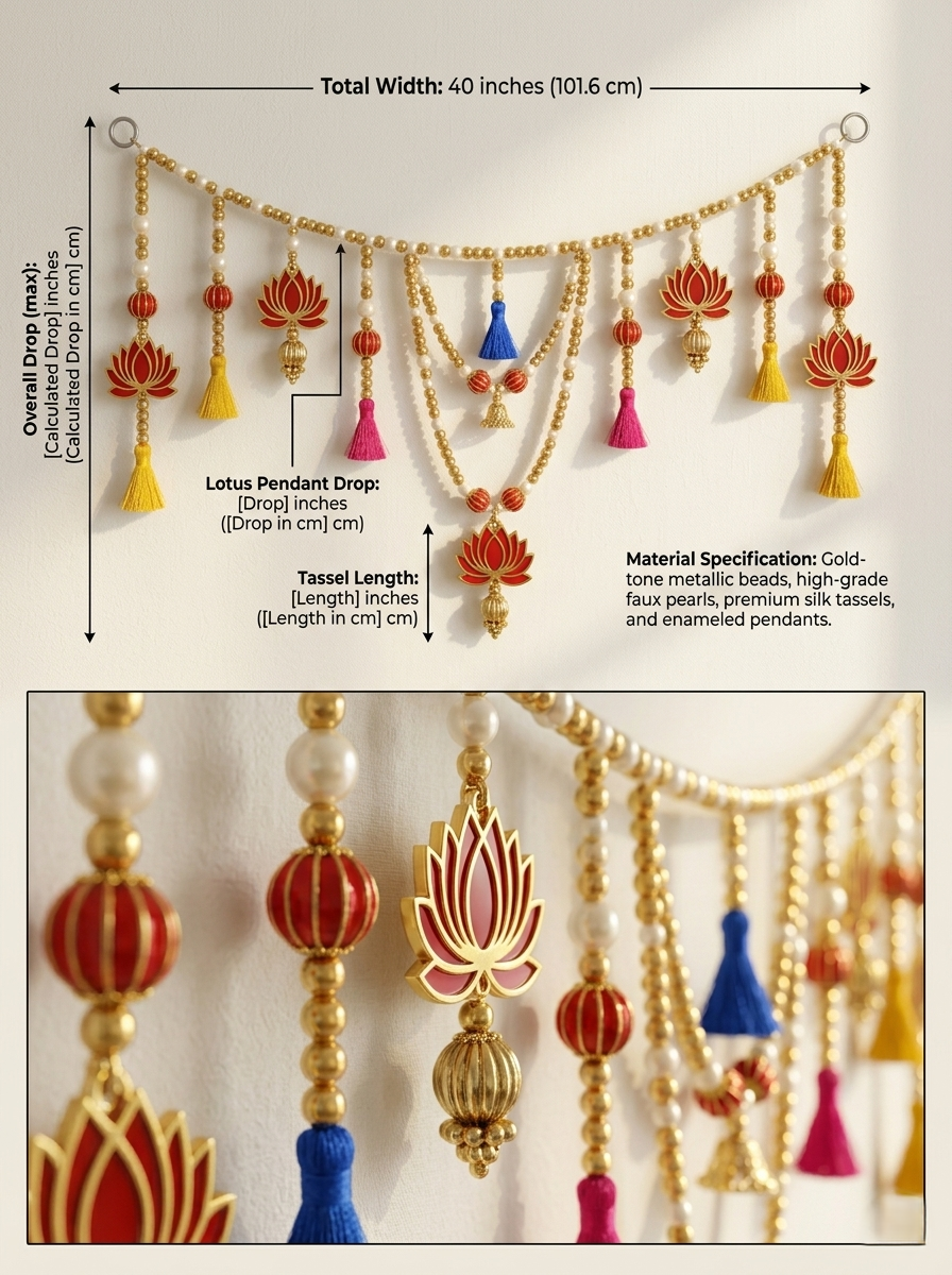 Royal Lotus Beaded Toran Wall Hanging