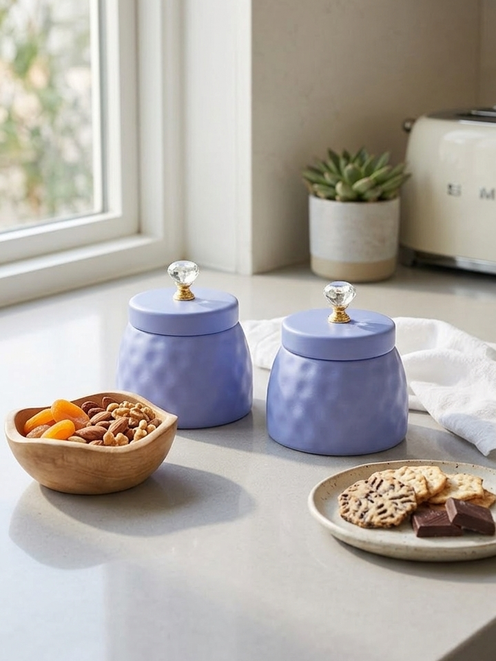 Decorative Storage Jar with Crystal Lid (Set of 2)