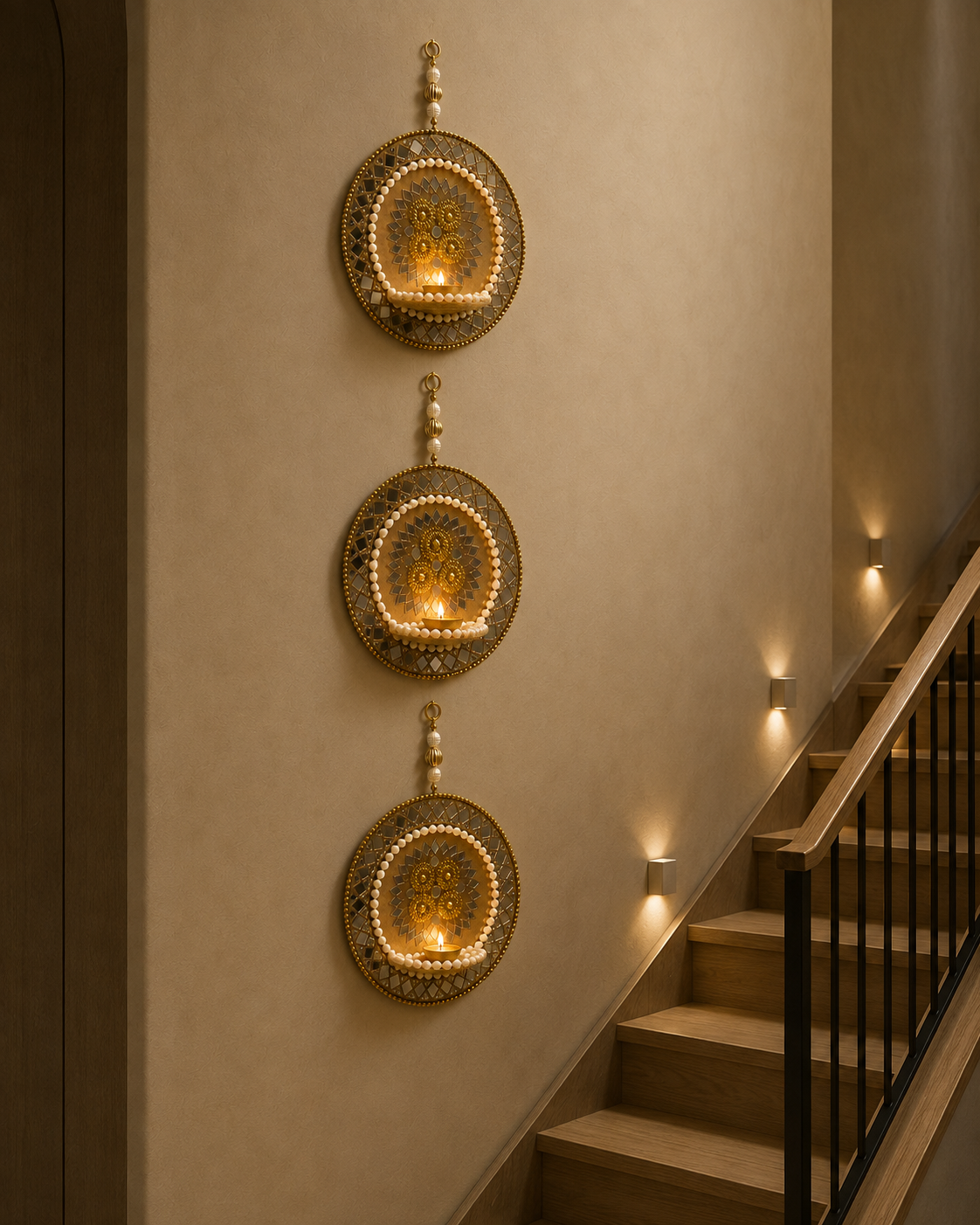 Mosaic Mirror Tealight Wall Hanging (Set of 3)