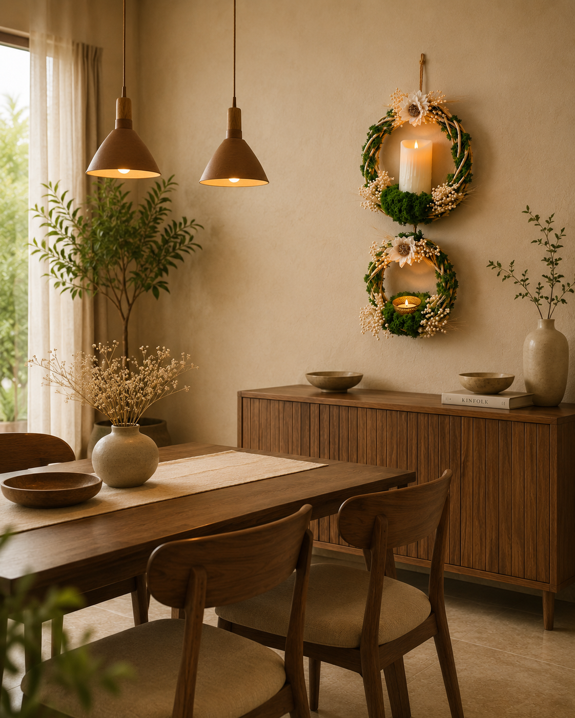 Floral Moss Wall Candle Holder