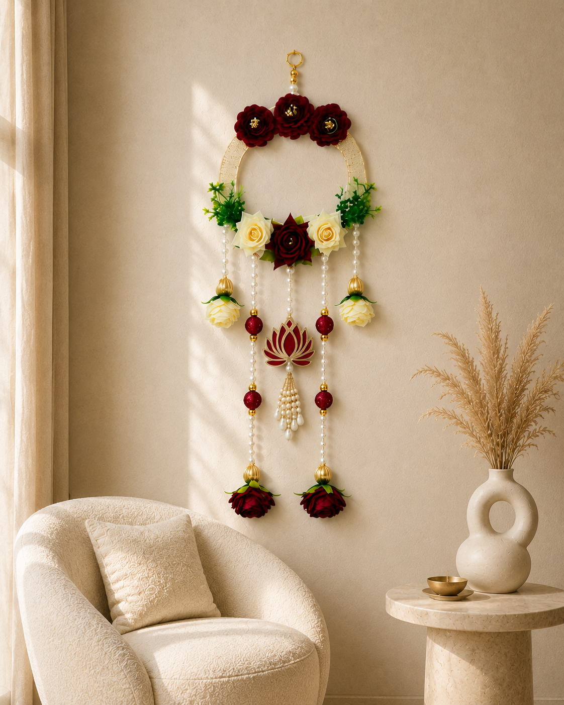 Handcrafted Floral Lotus Wall Hanging
