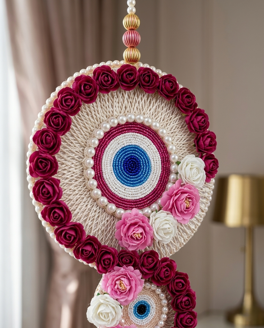 Evil Eye Floral Lotus Wall Hanging