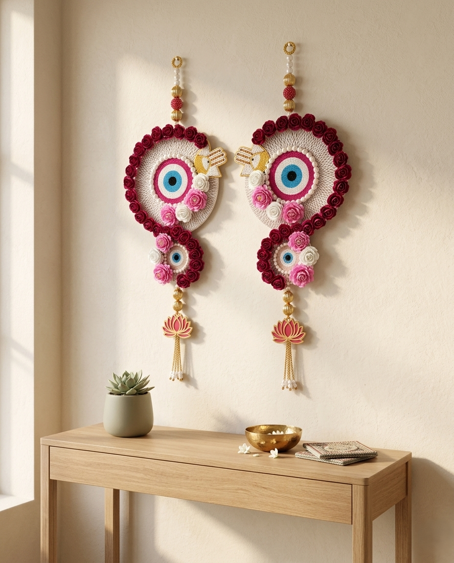 Evil Eye Floral Lotus Wall Hanging