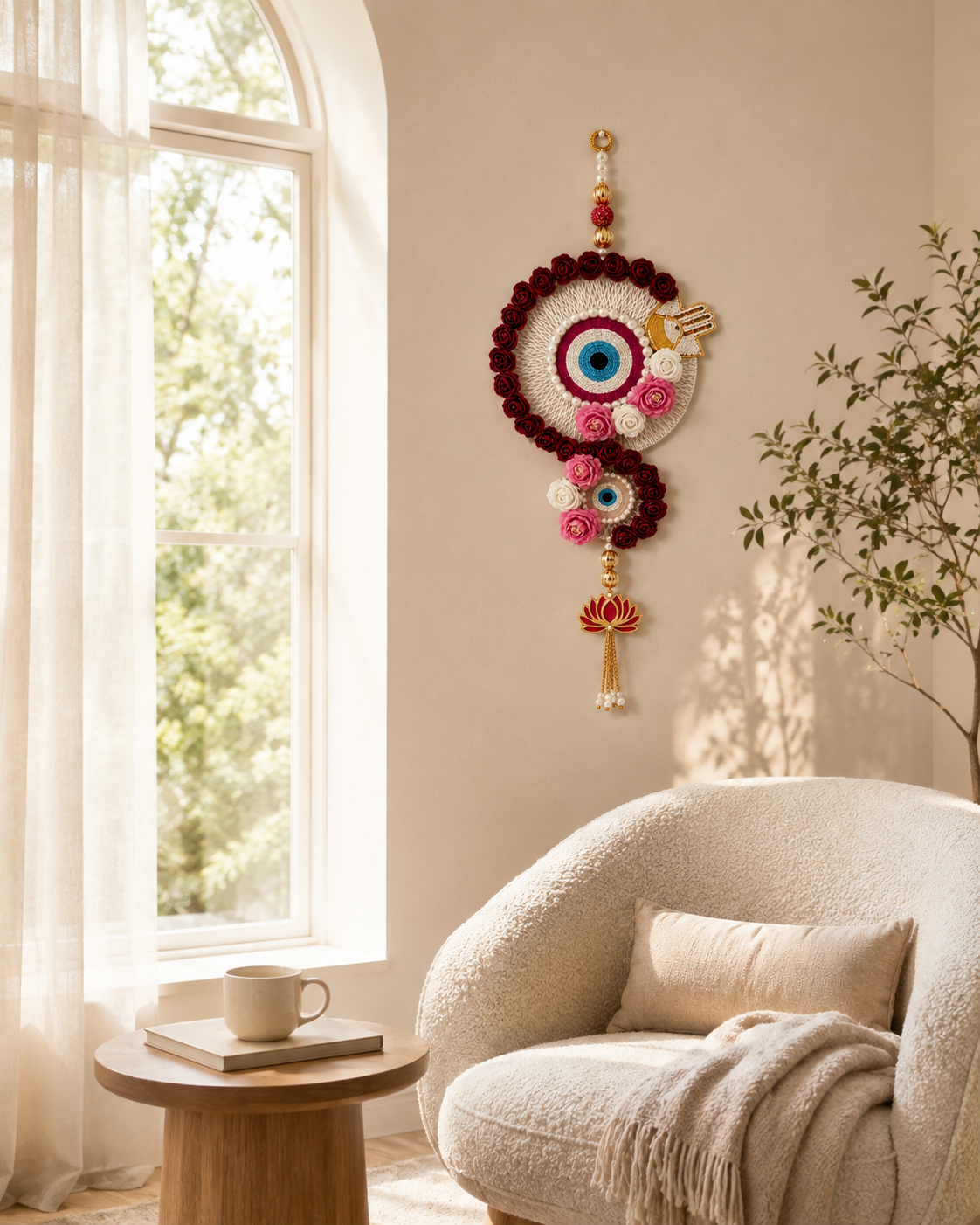 Evil Eye Floral Lotus Wall Hanging