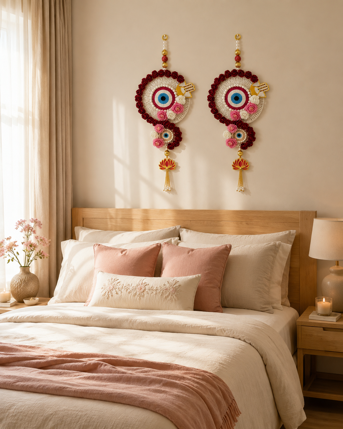 Evil Eye Floral Lotus Wall Hanging